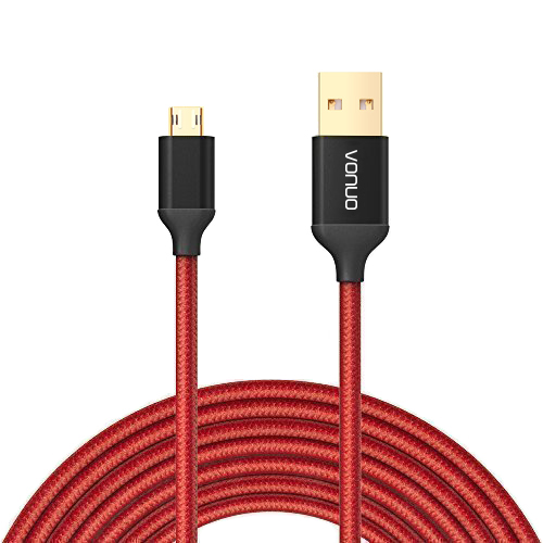 Tangle-free micro USB cable with gold-plated connectors